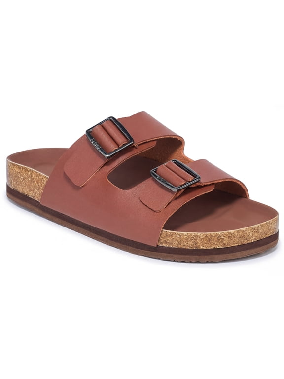 Women's Adjustable Buckle Suede/Leather Clog Sandals, Arch Support water-resistant Slides for Daily Wear, Leather Khaki Size 7