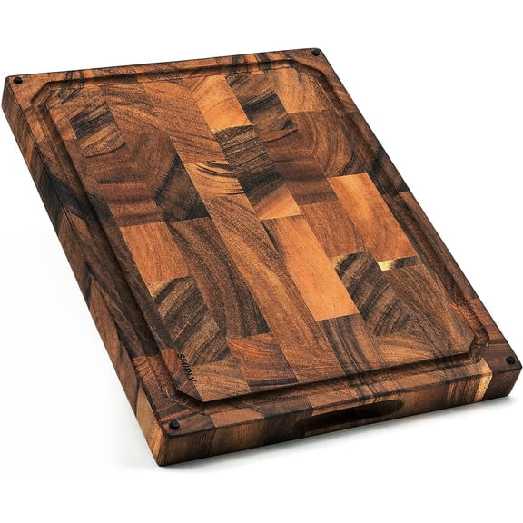 SMIRLY Butcher Block Cutting Board: Large Wood Cutting Board for Kitchen, Large Wooden Cutting Board, Extra Large Cutting Board Wood Chopping Block, Walnut Cutting Board Large, End Grain Cut