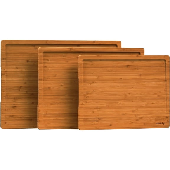 SMIRLY Wooden Cutting Boards For Kitchen - Bamboo Cutting Board Set, Wood Cutting Board Set, Cutting Board Wood, Wooden Chopping Board, Wooden Cutting Board Set