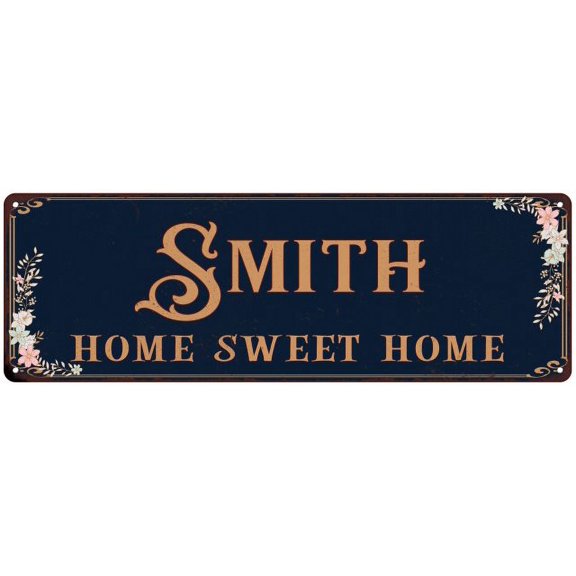 SMITH Home Sweet Home Victorian Look 8x24 Metal Sign 108240046151