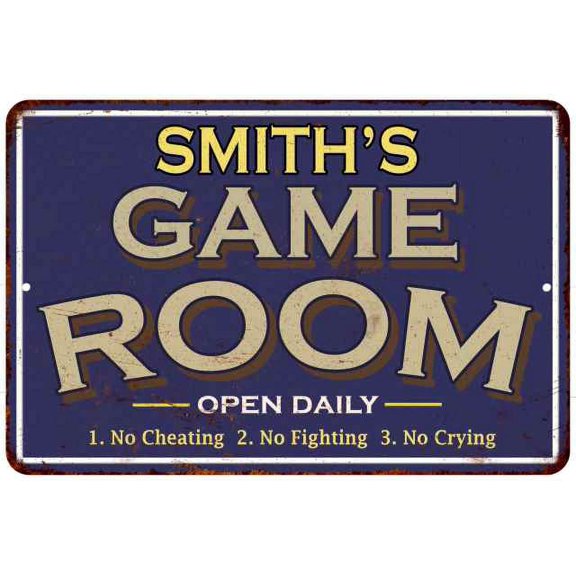 SMITH'S Blue Game Room Sign Metal 8 x 12 High Gloss Metal 208120002426