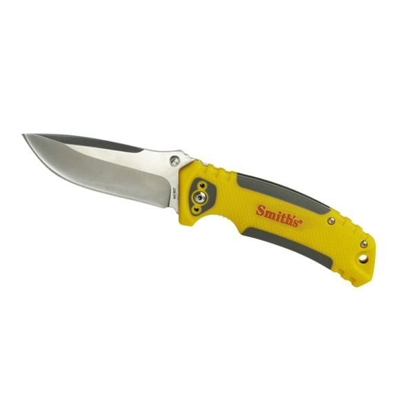 Smith's Edgesport Pocket Knife 3.3" Drop Point 420 Satin Blade Polymer Handle Gray/Yellow
