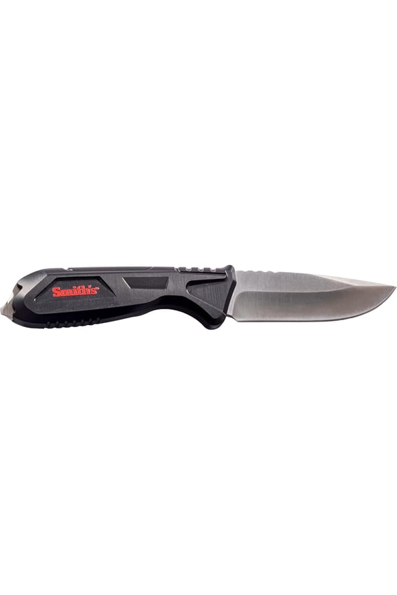 EdgeWork Site Fixed Blade Knife 4" Drop Point 420 Black Stonewash Blade Glass Filled Nylon Handle Black