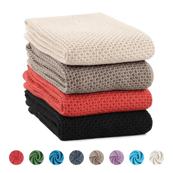 SMIXLN Kitchen Towels, 100% Cotton Waffle Weave Dish Towels for Kitchen, Soft Absorbent Quick Dry Kitchen Towel Set, 13 x 28 Inches, 4 Pack, Mix
