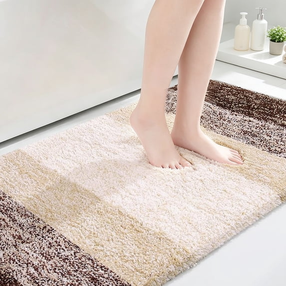 SMIXLN Bathroom Rugs, Plush Microfiber Bath Mat, 1.18 in Thick Absorbent Large Bath Rug, Non-Slip Washable Bath Mat for Bathroom Floor, Brown, 24" x 47"