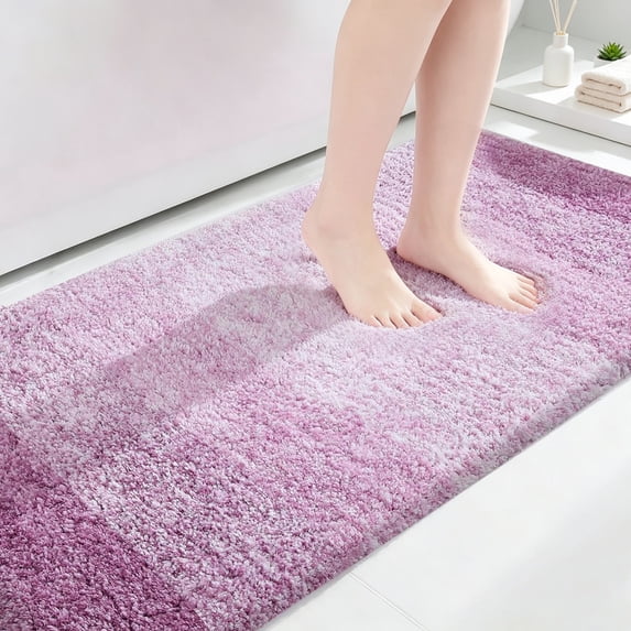 SMIXLN Bathroom Rugs, Plush Microfiber Bath Mat, 1.18 in Thick Absorbent Large Bath Rug, Non-Slip Washable Bath Mat for Bathroom Floor, Purple, 16" x 24"