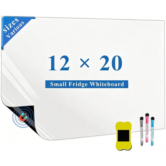 SMIXLN Magnetic Dry Erase Board for Fridge, Refrigerator Whiteboard Planner with Marker, Reusable White Board for Kitchen Home Office Organization, 12 x 20 Inch, White