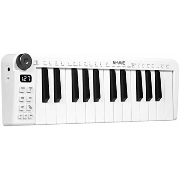 SMK-25mini MIDI Keyboard Rechargeable 25-Key MIDI Control Keyboard Mini Portable USB Keyboard MIDI Controller with 25 Velocity Sensitive Keys 1 Knob$$Music