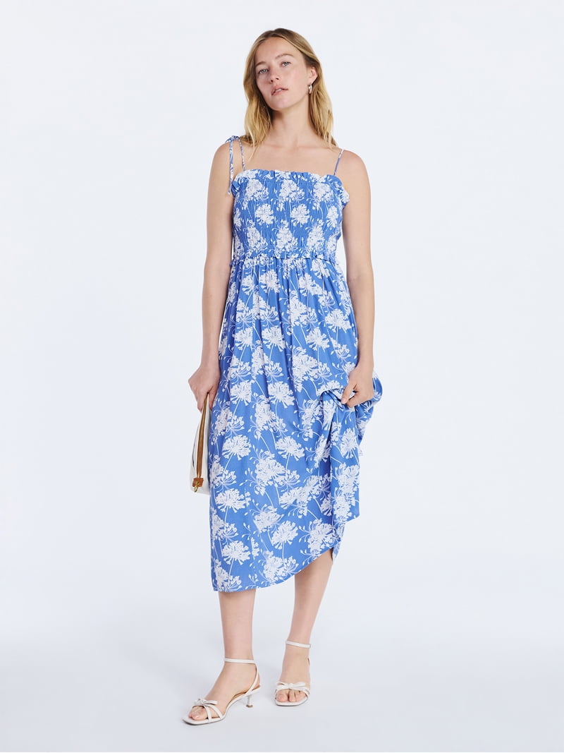maxi dress with butterfly print White Butterfly Print Dress with Maxi Length Hem and Long Sleeves
