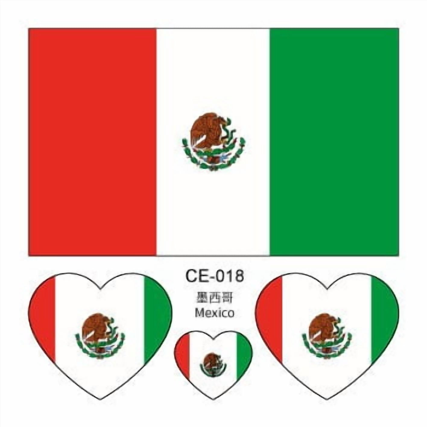 SMKE 10pc Mexico Flag Tattoos Temporary,world cup 2026 stickers,soccer flag with face on it,Waterproof Sweat Sports National Flag Fake Tattoos,Removable Fake Face Transfer Stickers for Women Men