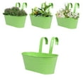 thumbnail image 1 of SMKE 1pc Balcony Planter,Window Box Planter,Rail Mounted Planter,Railing Flower Box,11" Metal Hanging Flower Pot for Fence,Light Green Balcony Rail Planter with Detachable Hook & Garden Tool, 1 of 7