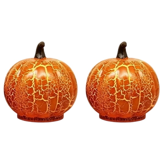 SMKE 2 Pack Mini LED Glowing Halloween Pumpkin Lamp,Battery Operated Jack O Lantern Decor with Flameless Candle,Tabletop Light for Mantel Shelf Indoor Display Orange 2pc