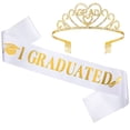 thumbnail image 1 of SMKE 2026 Grad Tiara Kit,Grad Celebration Sash,Metal Grad Tiara Kit,2026 Gift Pack,Glittered Graduation Sash & Crown Set,White Grad Accessories,Class of 2026 Decoration for Women College High School, 1 of 9