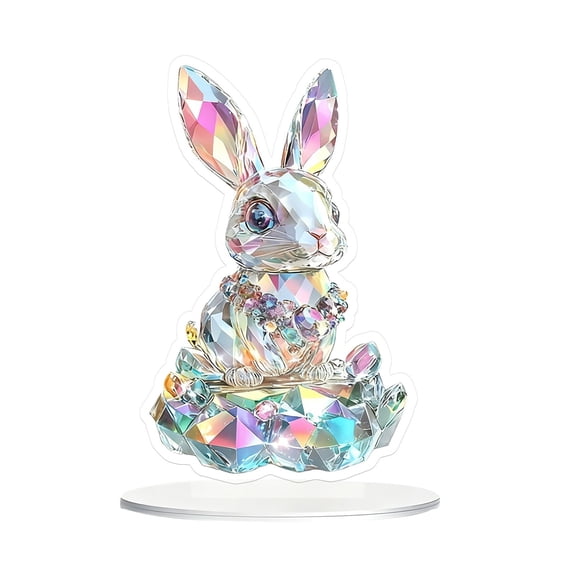 SMKE 2D Flat Acrylic Decor,Decorative Desktop Plaque,Rustic Tabletop Decor,Acrylic Easter Bunny in Egg 8in,Crystal Clear Rabbit Figurine,Modern Spring Tabletop Decor for Living Room Shelf