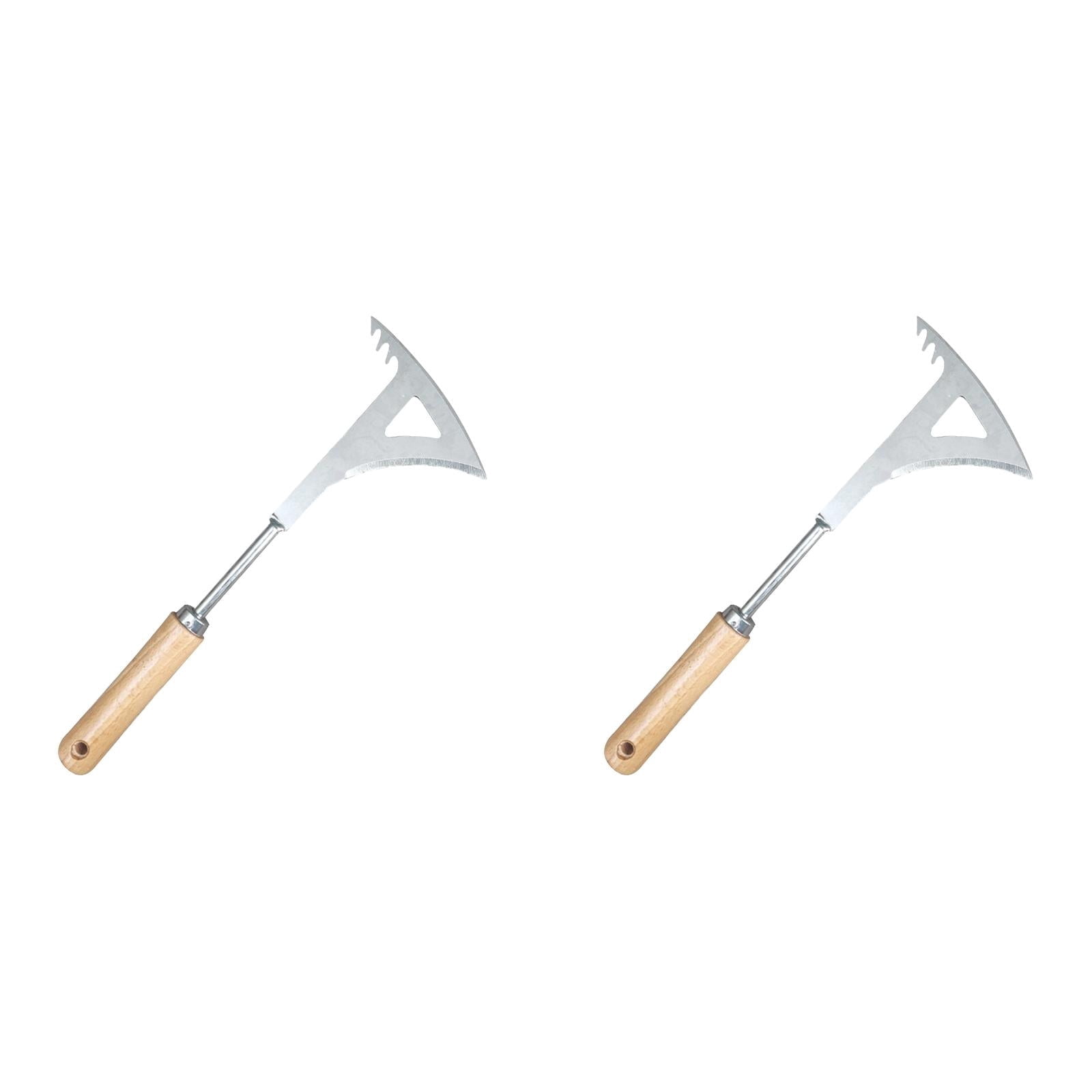ERTZAE 2Pc Heavy-Duty Weeding Tool - Wood Handle Stainless Steel Spatula For Sidewalk Driveway Cracks,Crack Weeder Tool 13.4in - L-Shaped Stainless Steel Weed Puller for Garden Patio Pavers 2pc