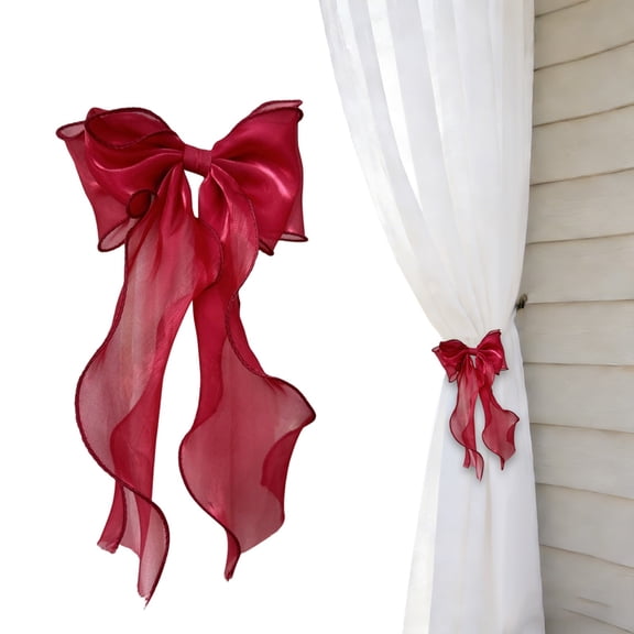 SMKE 2pc French Style Tieback,Decorative Curtain Hold,Curtain Strap Holder,Functional Curtain Hold,Elegant Lace Curtain Tieback 24x16cm Burgundy Ribbon Buckle for Drapery Home Decor Window Treatment