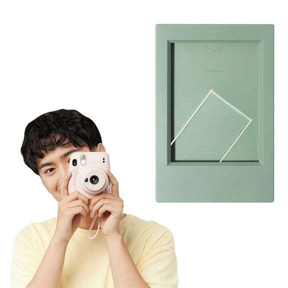 SMKE 3" Mini Desktop Photo Frame Avocado Green,Stand 2x3" Instant Film,Vertical/Horizontal Premium ABS,Polaroid Photos Wedding Table,Home Office Gift