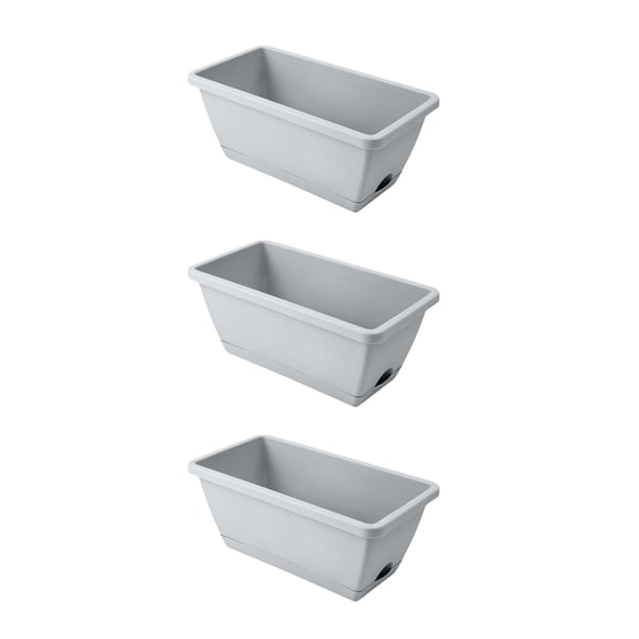 Window Box Planter,3 Pack Plastic Vegetable Flower Planters Boxes Rectangular Flower Pots with Drainage Holes and Trays for Indoor Outdoor Garden,Patio,Home Decor long planters for outdoor plants
