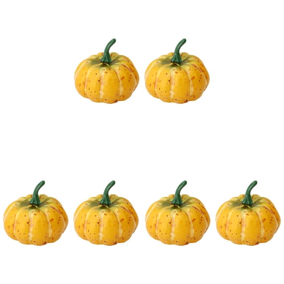 SMKE 6 Pack Small Fake Pumpkins Fall Decor Set,Artificial Mini Pumpkins with Natural Speckled Texture,Realistic Faux Pumpkins for Table Centerpiece Mantel Shelf DIY Yellow 6pc