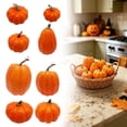 thumbnail image 1 of SMKE 8 Piece Artificial Pumpkin Set Fall Decor,Faux Pumpkins for Halloween Thanksgiving Table Centerpiece,Rustic Farmhouse Mantel Shelf Indoor Outdoor Display Orange 8pc, 1 of 6