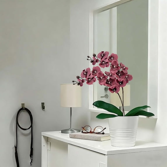 SMKE Artificial Flowers Bouquet,9Head Red 27" Phalaenopsis Floral Arrangement Stems,Floral Stems Flower Picks,Faux Wildflowers Bouquet,Real Touch Silk Flower,Party Home Indoor Table Vase Decor