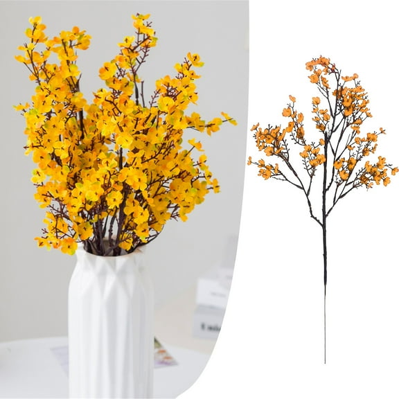 SMKE Artificial Gypsophila Yellow 31cm,Silk Baby's Breath Spray,Faux Bendable Wire Stem,Delicate Tiny Flowers,Wedding Bouquets Home Vase