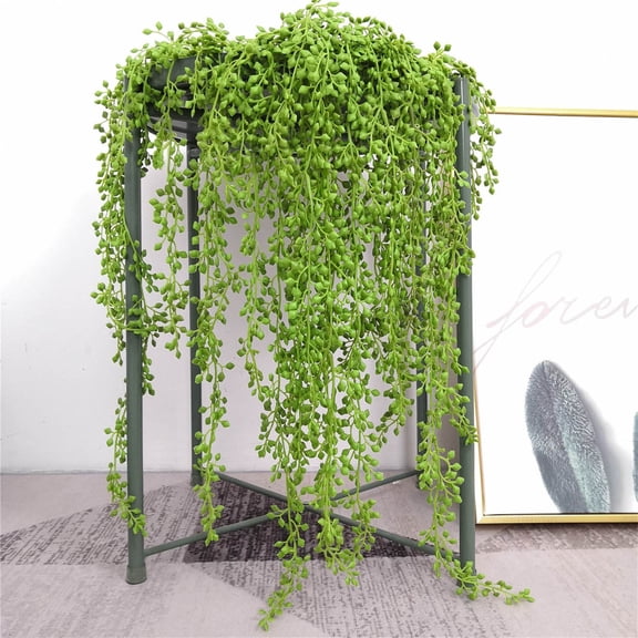 SMKE Artificial Hanging Vine Plant String of Pearls Fake Succulent Greenery Home Wall Decor Indoor Outdoor No Maintenance Lifelike Trailing Greenery Bookshelf Bathroom