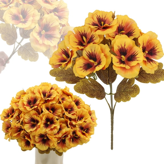 SMKE Artificial Pansy Flexible Bendable Stem for Fall Centerpiece Wedding Decor as Rustic Table Arrangement Realistic Soft Petals for Autumn Vase Display Thanksgiving Mantel Farmhouse Home Accent