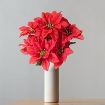 SMKE Artificial Poinsettia Bushes,Faux Silk Flowers,Christmas Floral Bouquet For Holiday Arrangement,Xmas Party Decoration,Ornaments,Porch Indoor & Outdoor Tree Filler,Table Centerpiece Decor Red