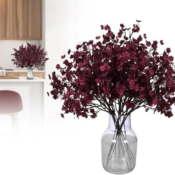 SMKE Bendable Stem Fake Flowers,Outdoor Artificial Flower Decor,Bridal Shower Fake Flowers,19.3" Artificial Gypsophila Cherry Blossom Stem - Red 2,Realistic Flower for Home Wedding Centerpiece
