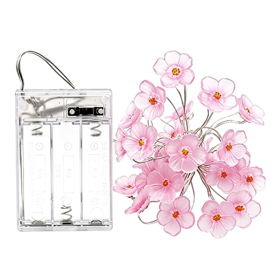 SMKE Cherry Blossom String Lights 2M 20 LED Battery Operated for Bedroom Spring Wedding Decor,Flexible Copper Wire Fairy Lights for Indoor Christmas Party Decoration