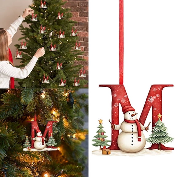 SMKE Christmas Letter Tree Ornament,Personalized Xmas Alphabet Pendant,Diy Craft Letter Decor,Letter Tree Hanging Pendant,Personalized Xmas Hanging Decor,Xmas Tree Decor,Alphabet Xmas Ornament M