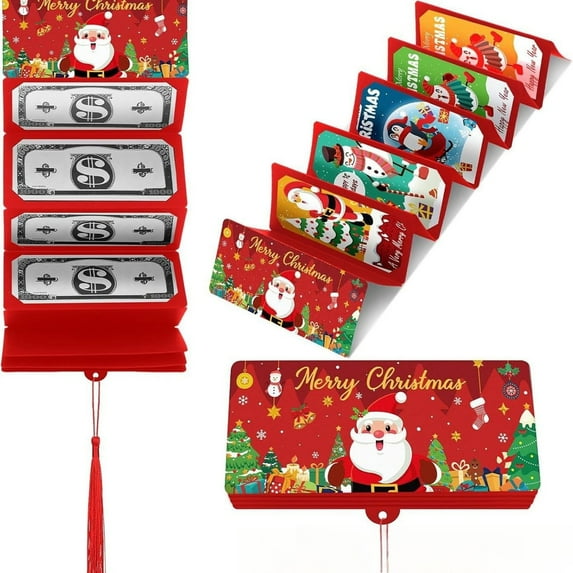 SMKE Christmas Money Gift Card Holder,Santa Cash Gift Holder With 10 Slots,Xmas Surprise Money Holder,Xmas Cash Holder,Cash Card Xmas Supply,Surprise Money Envelope,Xmas Cash Gift Supply Red 1Pc