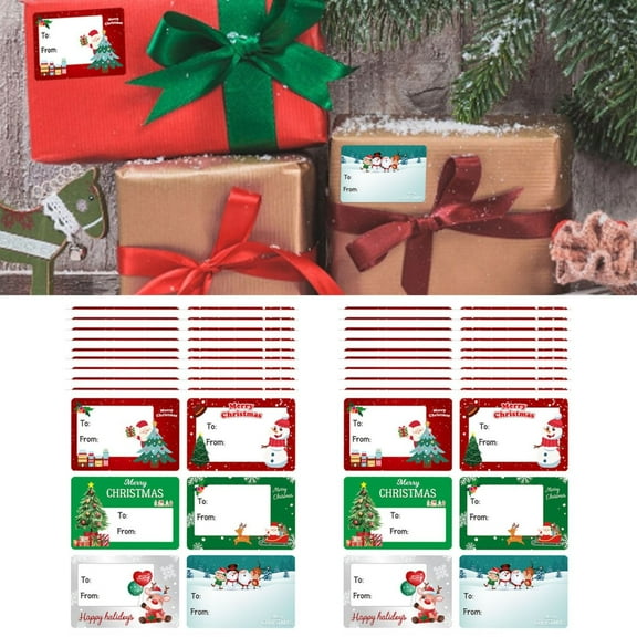 SMKE Christmas Tags Stickers,Christmas Sticker Labels: 6*20Pcs Merry Xmas Gift Tags,Self-Adhesive Christmas Labels,Waterproof Xmas Name Tags & Labels,Festive Gift Stickers For Holiday Packaging