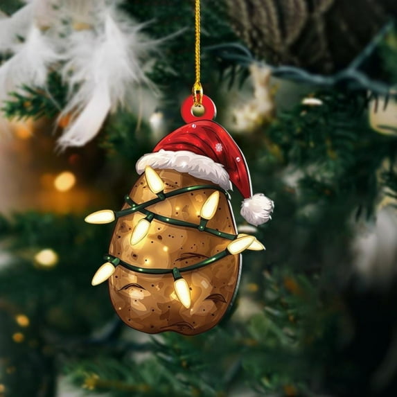 SMKE Christmas Tree Acrylic Hanging Ornaments,Adorable Christmas Vegetable Design Pendant,Vegetable Slices,Xmas Tree Hanging For Tree,Wreath,Fireplace Decor,Holiday Tree Decorations Potato A