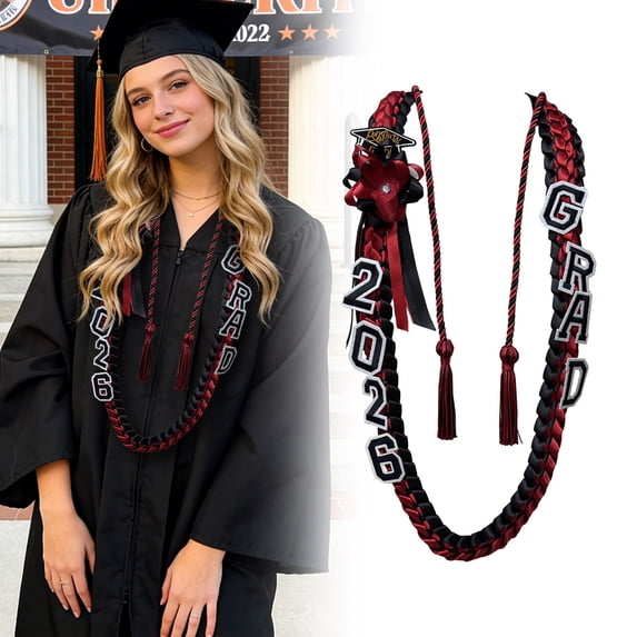 SMKE Class Of 2026 Grad Ribbon,Red 51" 2026 Graduation Leis,Necklace For Graduation Gifts Supplies,Money Lei Handmade Double Braided,Congrats Graduates Money Leis For Men Women,Class Of 2026 Gift