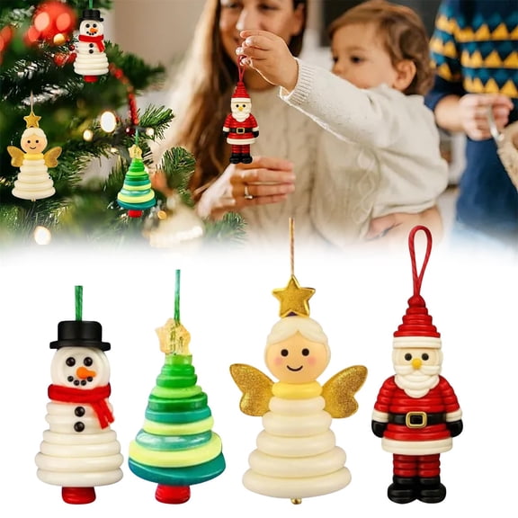 SMKE Diy Xmas Button Ornament Kit,Craft Xmas Set,Santa Angel Craft,Xmas Tree Hanging Ornament,Acrylic Xmas Ornament,Clear Xmas Tree Decor,Personalized Holiday Ornament,Xmas Hanging Decor 4Pc