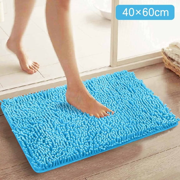 SMKE Extra-Soft Plush Non-Slip Bathroom Rug,40×60Cm Lake Blue Soft Furry Mat Absorbent Floor Mat,Ultra Durable Chenille Bathroom Rug,Non-Slip Super Absorbent Machine Washable Mat,Bathtub Mat Non Slip