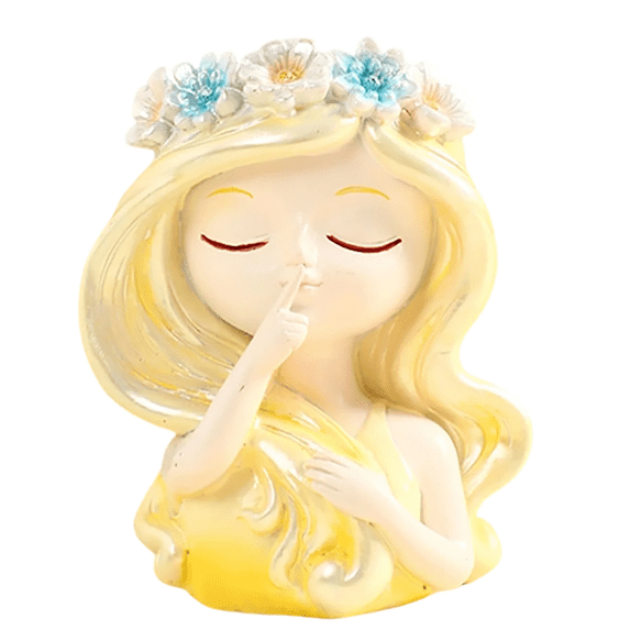 SMKE Fairy Girl Plant Container,Modern Sculptural Flower Pot,Thoughtful Mom Gardening Gift,Resin Girl Plant Pot 4.33"Yellow,Cute Face Flower Planter,Aesthetic Desk Decor,Small Succulent Pot for Women