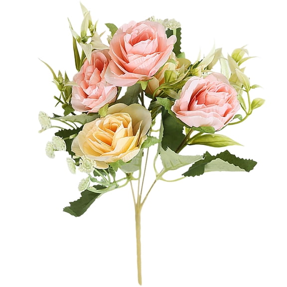 SMKE Faux Flower Spray,Fade-Resistant Outdoor Decor For Porch,Veranda,Patio,Wedding Florals,Artificial Flower Stem,Pink 12.6-Inch Plastic Memorial Bouquet (Variant) for Cemetery,Hanging Window Box