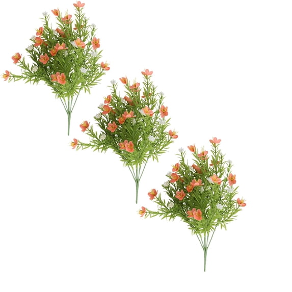SMKE Faux Flower Spray Trio,Fade-Resistant Outdoor Decor For Porch,Veranda,Patio,Faux Foliage,3-Pack Artificial Flower Stem,Orange 13.4-Inch Plastic Memorial Bouquet for Cemetery,Hanging Window Box