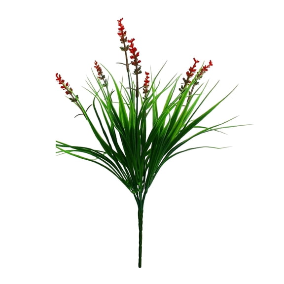 SMKE Faux Lavender Spray,Fade-Resistant Greenery For Window Box,Balcony,Front Porch Decor,Faux Bouquets,Artificial Lavender Grass Flower,Red 13.8-Inch Outdoor Plant for Garden,Patio,Hanging Planter