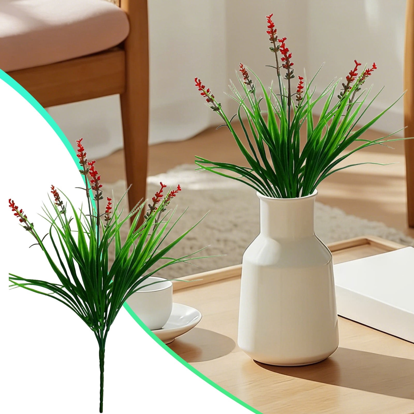 ERTZAE Faux Lavender Spray Set,Fade-Resistant Greenery For Window Box,Balcony,Front Porch Decor,Fireplace Florals,10-Pack Artificial Lavender Grass Flower,Red 13.8-Inch Outdoor Plant for Garden,Patio