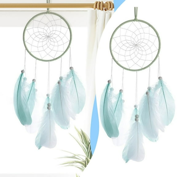 SMKE Feather Macrame Dream Catcher Wall Hanging,Boho Chakras Dream Catcher Wall Decor,Handmade Tassels Ornament Colorful Decor For Bedroom Livingroom Dorm Wedding Party,Blessing Gift Green 17.71In