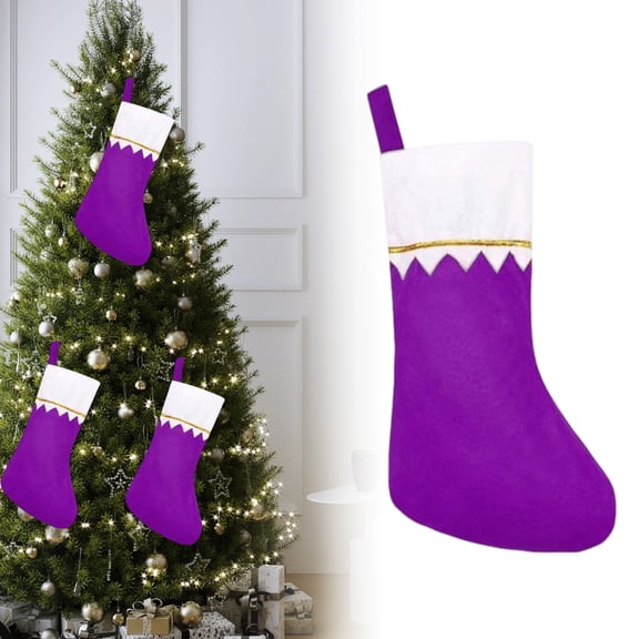 SMKE Felt Christmas Stockings,14 Inches Personalized Christmas Stockings,Cuff With Trim Diy Christmas Stockings For Family Holiday Christmas Party Decorations Purple