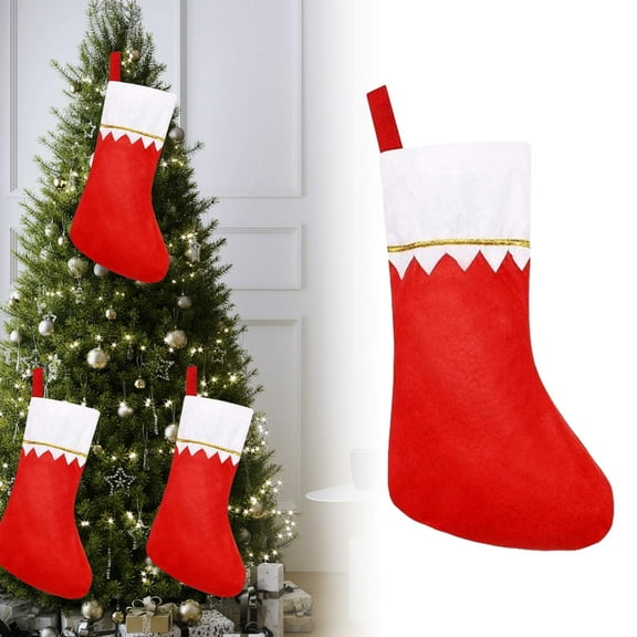SMKE Felt Christmas Stockings,14 Inches Personalized Christmas Stockings,Cuff With Trim Diy Christmas Stockings For Family Holiday Christmas Party Decorations Red B