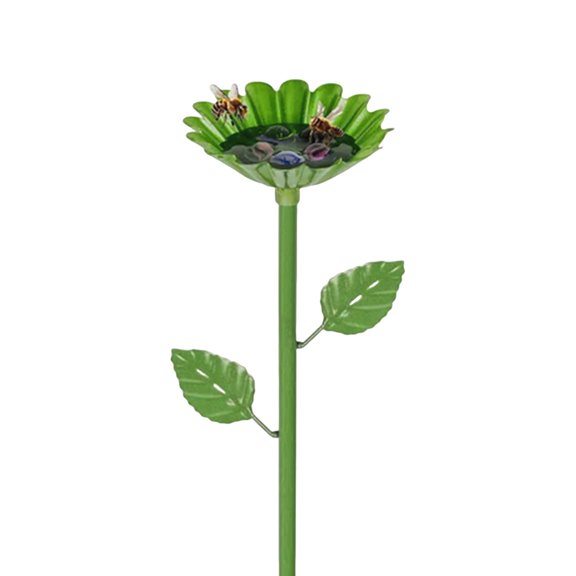 SMKE Garden Bee Bath,Metal Garden Stakes,Garden Pollinator Station,Farm Yard Decor,Butterfly Water Feeder,Metal Flower Bird Feeder 25.2x3.15in - Green Butterfly Waterer for Outdoor Garden Patio Decor