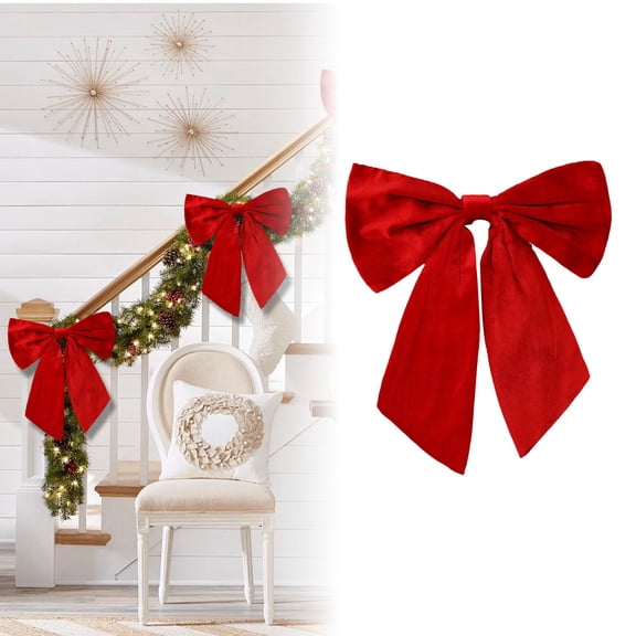 SMKE Giant Christmas Bow,Tree Topper Decor,Large Ribbon Bow Decor,Festive Wreath Accent,Holiday Party Bow,Wedding Car Decor,Hanging Ribbon Tie,Home Wall Decoration,Festive Celebration Bow 14.17"