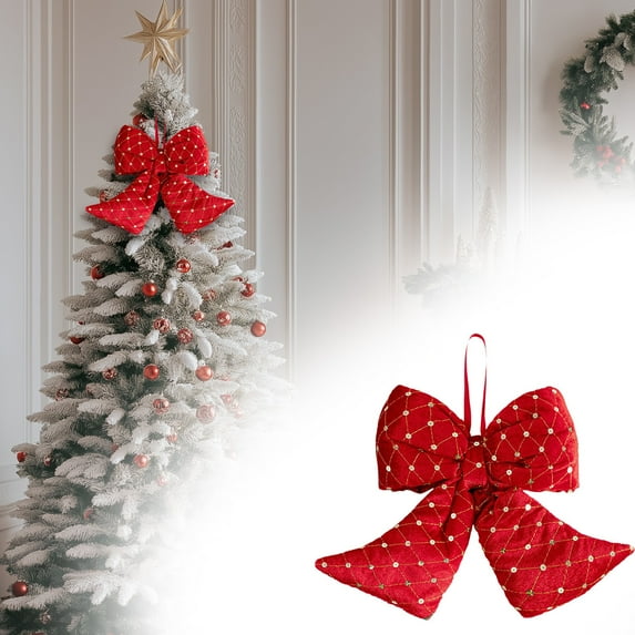 SMKE Giant Christmas Bow,Tree Topper Decor,Large Ribbon Bow Decor,Festive Wreath Accent,Holiday Party Bow,Wedding Car Decor,Hanging Ribbon Tie,Home Wall Decoration,Festive Celebration Bow 9"
