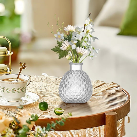 SMKE Glass Diffuser Bottles,Clear Glass Bud Vase,Handmade Clear Small Glass Vases,Wedding Party Reception Baby Shower Decor,Flower Arrangements Floral Vase,Home Table Shelf Desk Office Decor